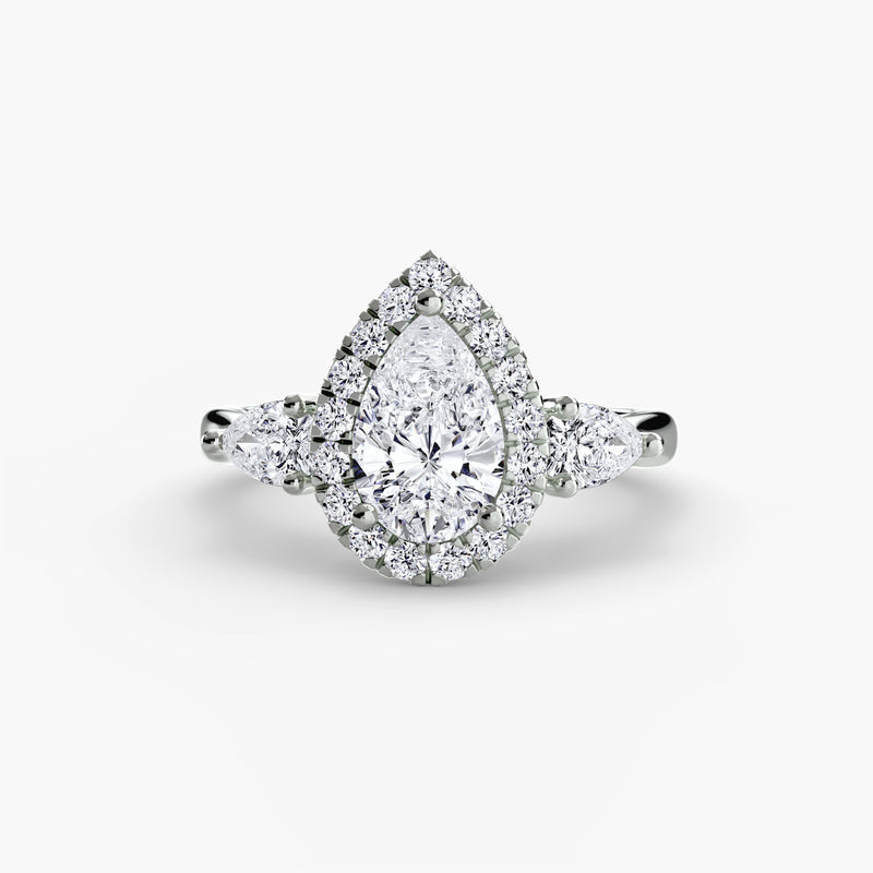 Three-Stone Ring with Halo