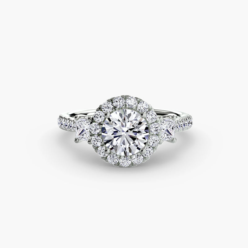 Three-Stone Ring with Halo 2