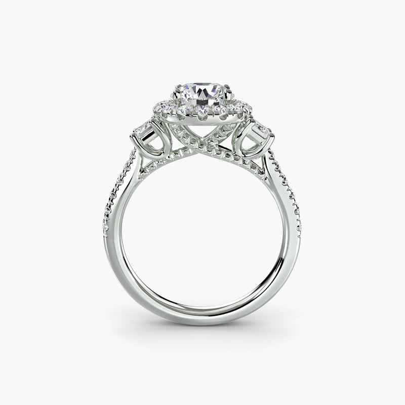 Three-Stone Ring with Halo 2